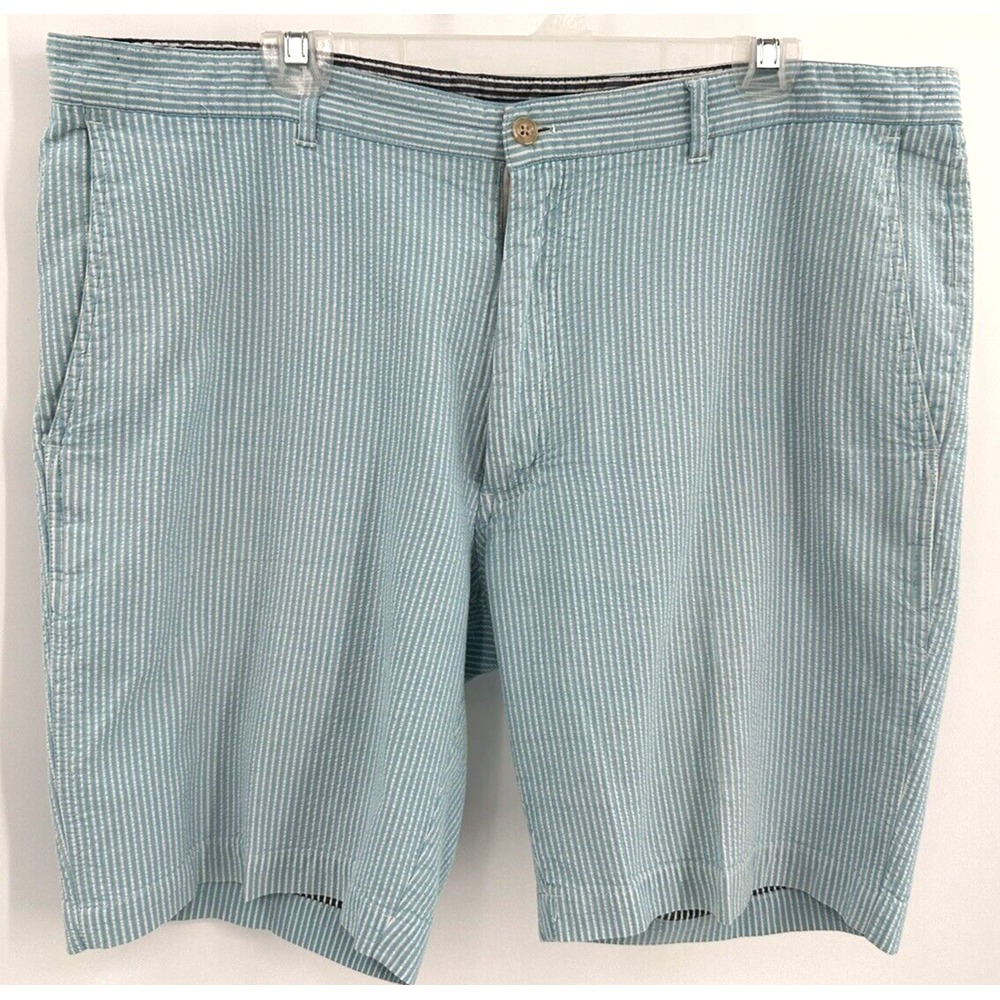 BOBBY JONES CHINO GOLF SHORTS Men's Size 40 Light Blue/White‎ Seersucker Stripe